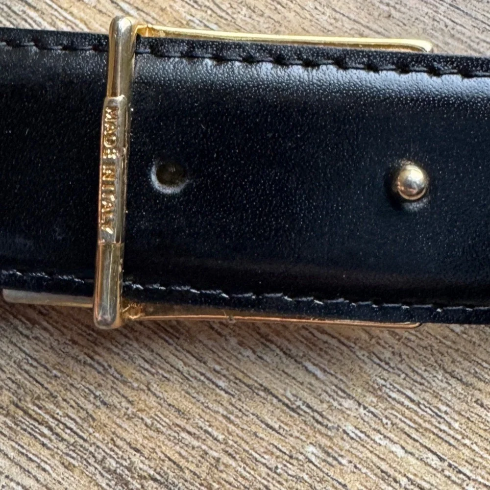 Yves Saint Laurent YSL Mens Reversible‎ Leather Belt Black Burgundy Size 46